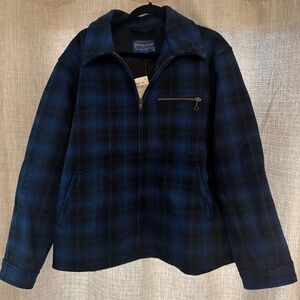 Mens PENDLETON navy blue/black flannel zip up jacket Size XL